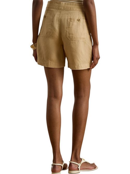 bermuda donna in lino cammello Ralph Lauren | 200P13695003